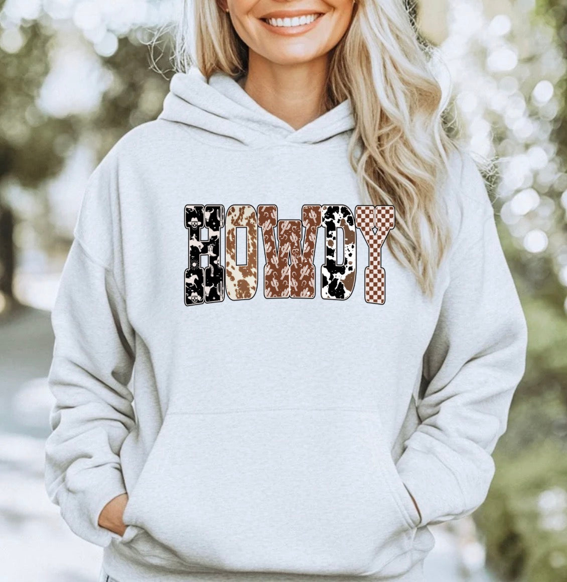 Howdy - cow print- hoodie
