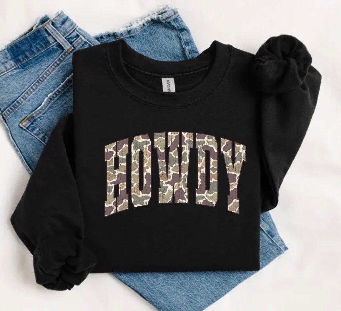 Camo Howdy - crewneck